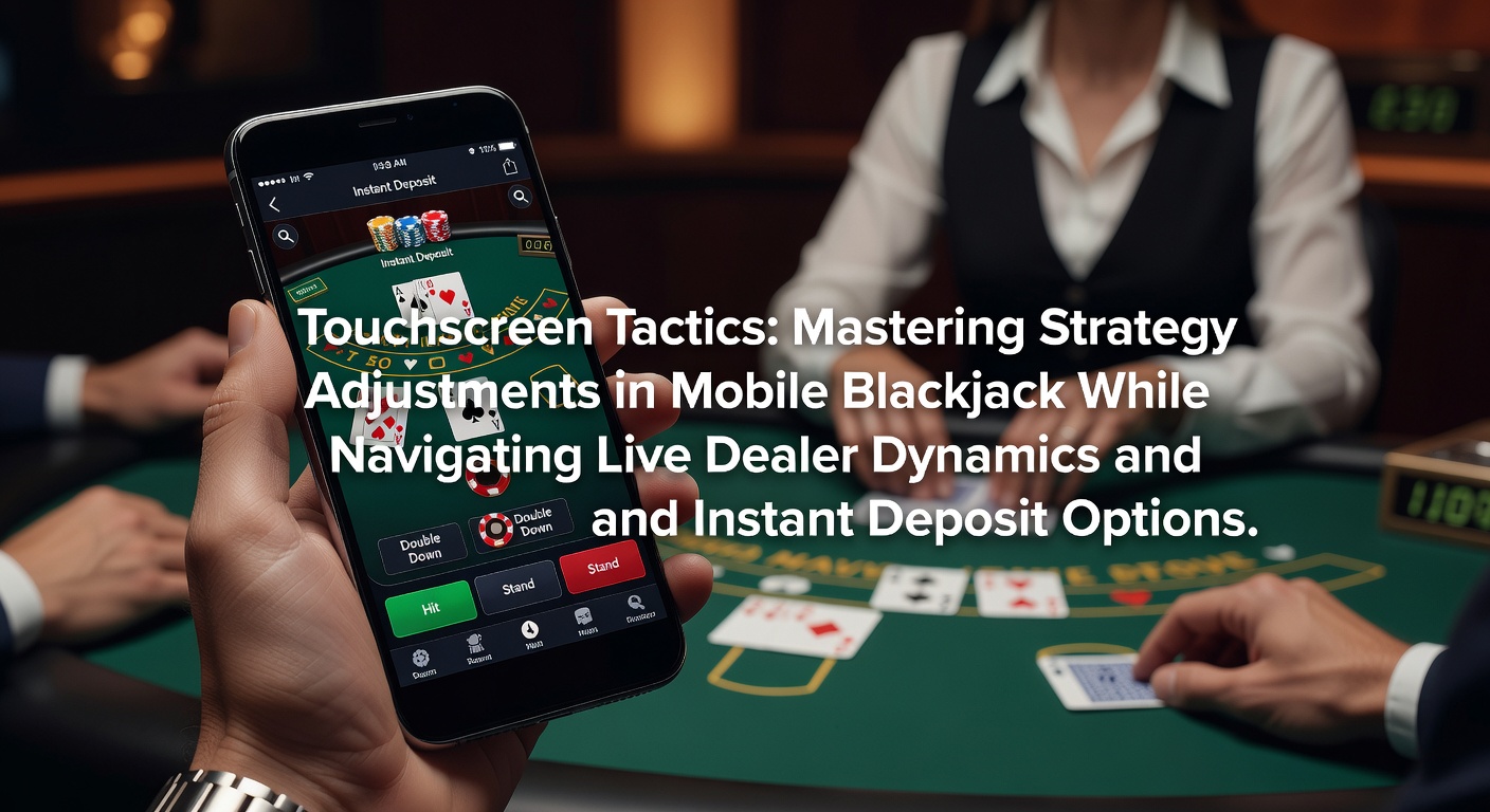 Mobile Blackjack Spieler passt Strategie auf Touchscreen an mit Live-Dealer Interaktion